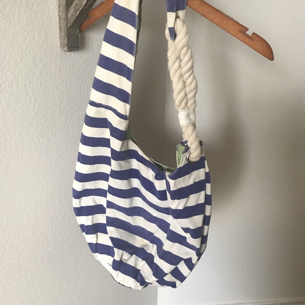 Navy and white Striped Bag